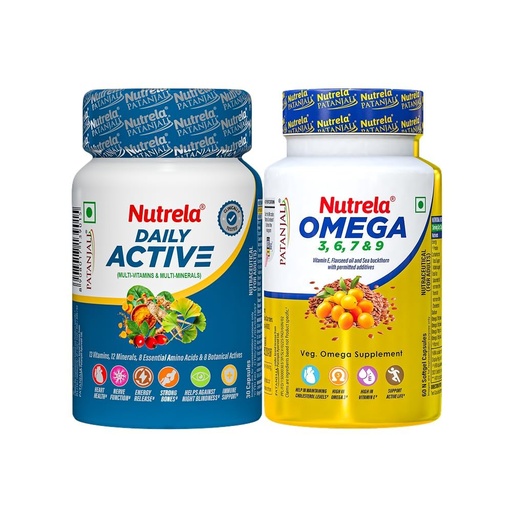 [BRSRYYDQCN6A4FLL] Nutrela Combo omega 60 Softgel & Daily active multivitamin 30 Capsules