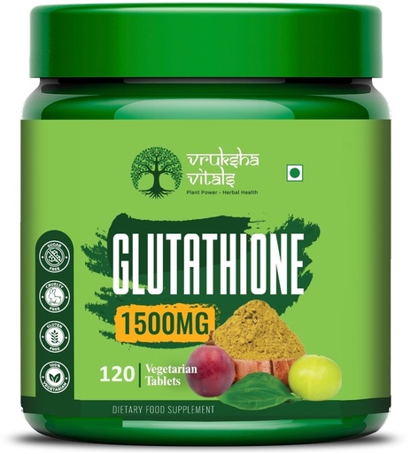 [BRSROBA2OAFWAH3B] Vruksha Vitals Glutathione Tablets for Skin Whitening 1500 mg - 120 Capsules with Veg Collagen, Biotin, Vitamin E, Vit C, Vit B6 & Curcumin, Milk Thistle, Amla, Grapeseed Extracts - Plant based Supplement