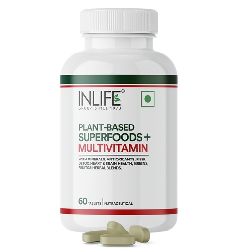 [BRSRAZYBCIJR42TJ] INLIFE Plant Based Multivitamin Supplement, B12 D3 Superfoods, 60 Tablets