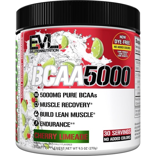 [BRSWECQ3CB7Q43T4] Evlution Nutrition BCAA5000 Powder with 5 Grams of Premium BCAAs - 30 Servings (Cherry Limeade)