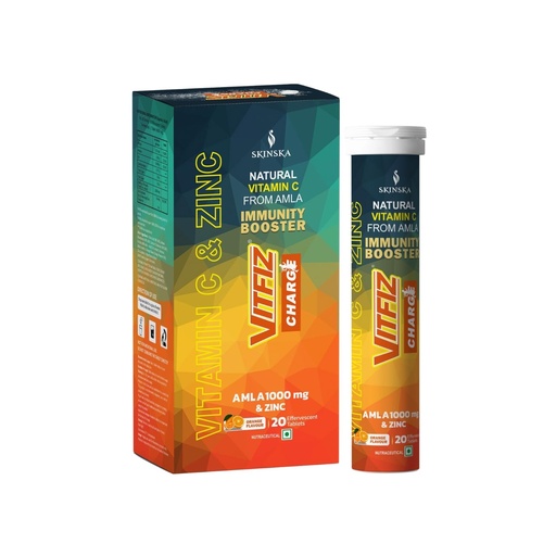 [BRSROEAPCMIAYETA] Skinska Naturals Vitfiz-Charge Vitamin C Effervescent Tablets, Immunity Booster, Improves Skin Condition, 20 Tablets (1000 MG)