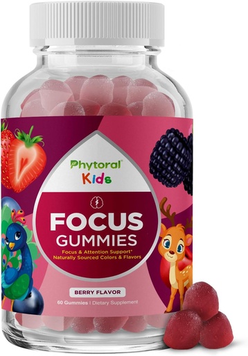 [BRSRA2T6CIAWYAL3] Phytoral Vegan Uşaqlar Focus Gummies - Uşaqlar üçün Potent Chewable Brain Support - Uşaqlar Koncentration & Memory - Uşaqlar üçün Cal Supplementmings & Focus Gluten-Free - 60 Count