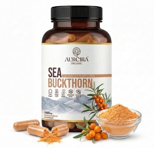 [BRSRGAYKO5YGYAI7] Sea Buckthorn Berry Powder Capsules | Natural Source of Omega-7 with 3, 6 & 9 | Supports Hair, Skin & Heart Health & Antioxidants – Daily Wellness (30)