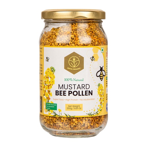 [BRSRMBQLOEBAOEL7] Shiva Organic 100% Natural Mustard Bee Pollen Granules - 250 g | Plant based Protein | Natural Superfood