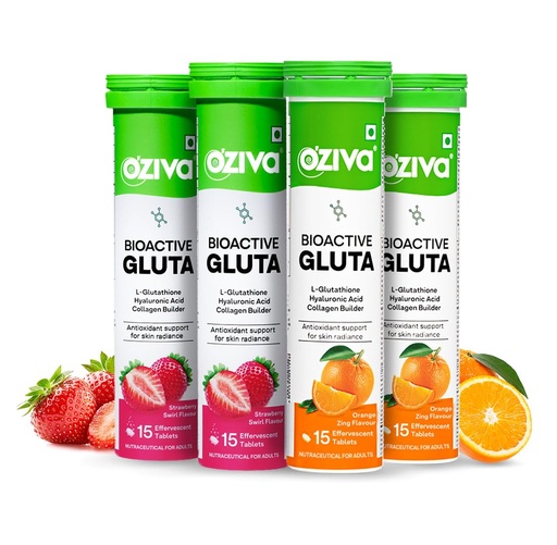 [BRSRAHAHOR7A2D3L] OZiva Bioactive Glutathione Tablets, Strawberry Swirl & Orange, 30 Tabs