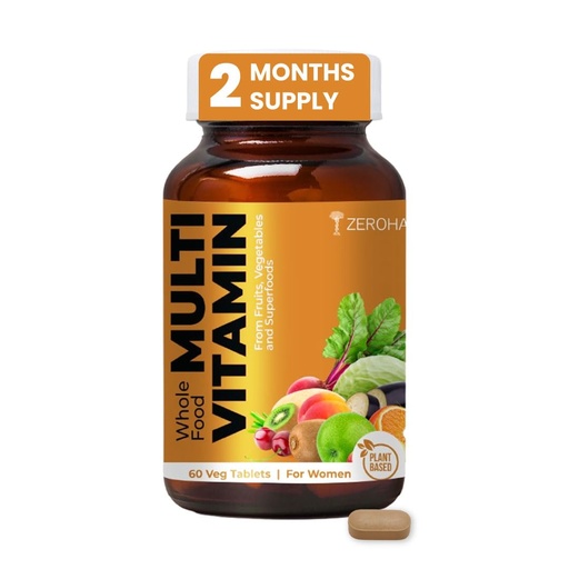 [BRSRM2Q2CN6AIFDJ] ZEROHARM Multivitamin Tablets for Women | Whole Foods with Vitamin A, B, C, D, Biotin, Iron, Zinc & Selenium | Boosts Energy, Immunity, Radiance, Hair, Skin, Bones & Overall Wellness | 60 Tablets
