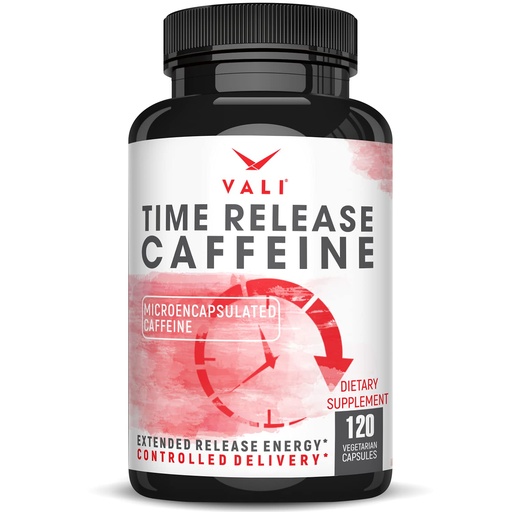 [BRSWKHD5AIDQKGA6] VALI Time Release Caffeine 100mg Capsules- Smart Slow Release for Extended Energy & Focus. Advanced Nootropic Supplement. Brain Booster Active Performance, Alertness & Clarity. 120 Veggie Capsules