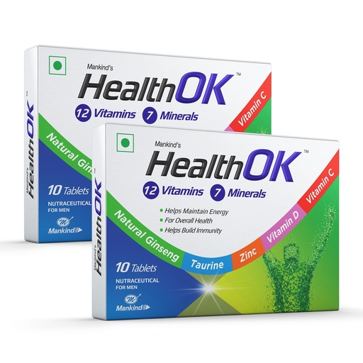 [BRSW2ZYNB56RYG37] Health Ok Multi Vitamin and Mineral Health Supplement (for Energy and Overall Health with added Immunity) Tablets (Pack of 2)