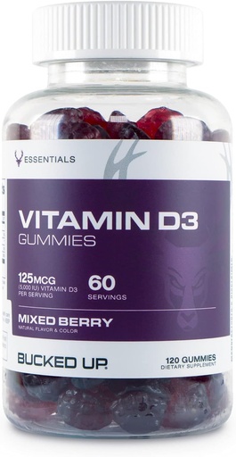 [BRSW2GQFOUFWO3AZ] Bucked Up Vitamin D3 125mcg, 120 Gummies - Essentials