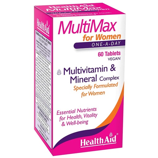 [BRSWIAITCEBQGYLK] HealthAid Multimax for Women | Multivitamin with Zinc, Vitamin C, D & Essential Minerals | Energy, Immunity & Vitality Support | Daily Supplement for Women | 60 Tablets