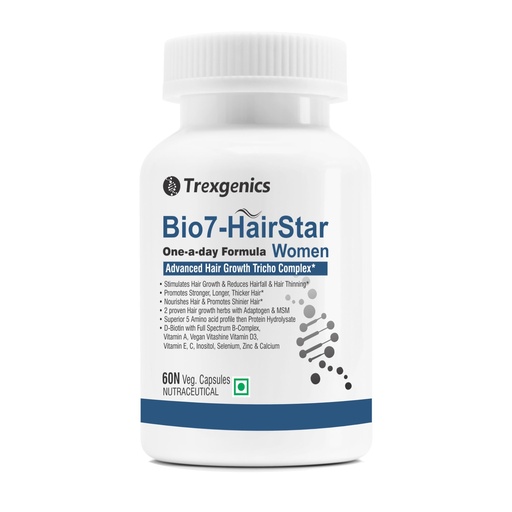 [BRSWGCQ5AUNRGH3U] Trexgenics BIO7-HAIRSTAR WOMEN Advanced Hair Support Tricho Complex, ONE-A-DAY Vegatarian, Gluten Free(60 Veg. Capsules) (Pack of 1)