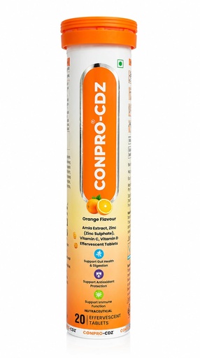 [BRSRY2YNBMIRQ33G] CDZ Orange Flavour Effervescent Tablets | Amla Extract, Zinc (Zinc Sulphate), Vitamin C & Vitamin D | Immune Support, Antioxidant Protection & Digestive Health | 20 Effervescent Tablets