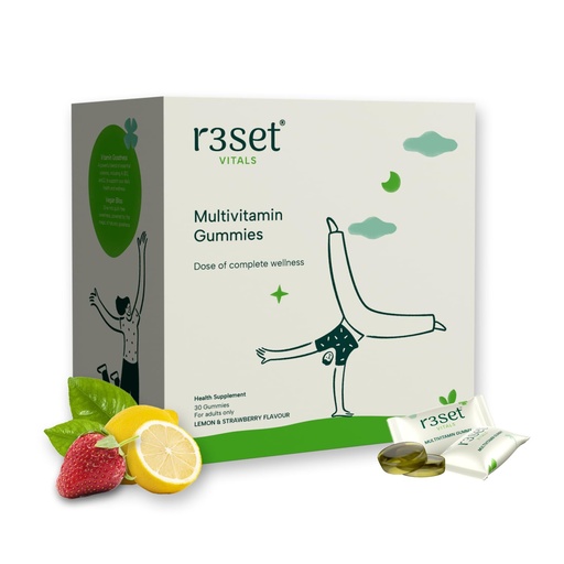 [BRSREEIOOIPWGALD] R3SET Multivitamin Gummies for Daily Energy, Immunity & Wellness - 30 Days