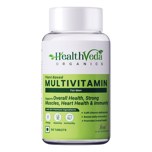 [BRSRMAYTOEGQMDLO] Health Veda Organics Multivitamin for Men | 60 Veg Tablets | Energy, Stamina & Immunity Support | Daily Wellness & Overall Health Supplement