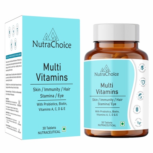 [BRSRAZL6B56WE3DJ] Multivitamin Tablet for Men & Women with Probiotics, Vitamin C, E, B12, Zinc, Biotin, Amino Antioxidants for Bones, Strength, Stamina, Skin & Nails - 30 Tablets