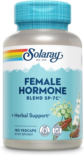 [BRSWIZYPDICQYCY5] SOLARAY Mujer Hormona Blend SP-7C, Herbal Blend Incluye Cohosh Negro, Dong Quai, Flores de Pasión, Saw Palmetto, Wild Yam &amp; Más 180 VegCaps
