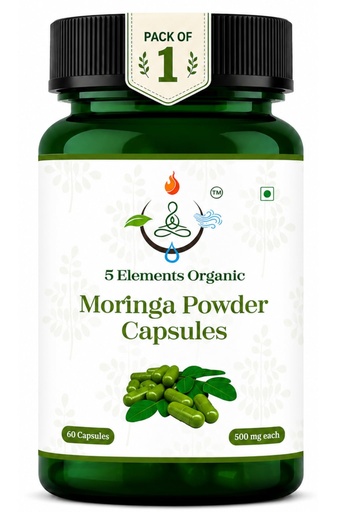 [BRSRGYLQCAGWAA3P] Moringa Capsules 500 mg, 60 Vegan Capsules, Moringa Leaf Powder Supplement, Plant-Based Herbal Formula, Non-GMO, Gluten-Free, Dietary Supplement, Pack of 1