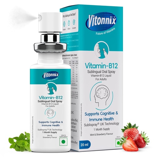 [BRSRGCYKDEMGYHY3] Vitonnix Vitamin B12 | Under the Tongue Sublingual Spray | Helps Relieve Numbness, Tingling Sensation & Brain Fog | For Memory, Brain, Heart & Nervous System | 20ml