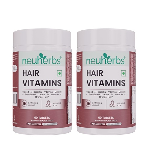 [BRSWYH3QCVYAIE3U] Neuherbs Hair Vitamins Tablets for Men & Women | Supports Hair Growth, Hair Fall Control & Stronger Hair | With Keratin Booster, Amino Acids, Amla & Hibiscus | 60 Tablets (Pack of 2)