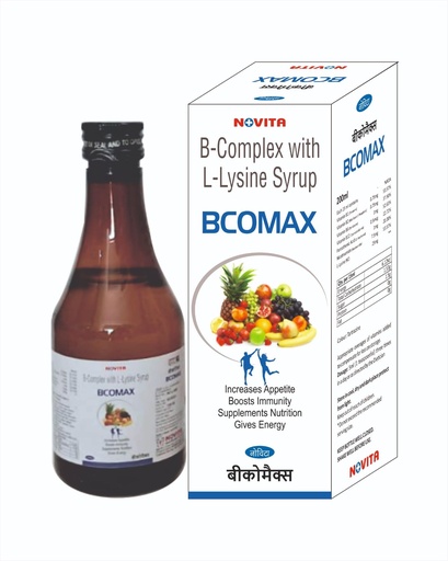 [BRSRYYL5O4JRO3LP] Bcomax Syrup 200ml | B-Complex Syrup with Vitamin B1, B2, B6, B12, Pantothenic Acid, Nicotinamide & L-Lysine HCl