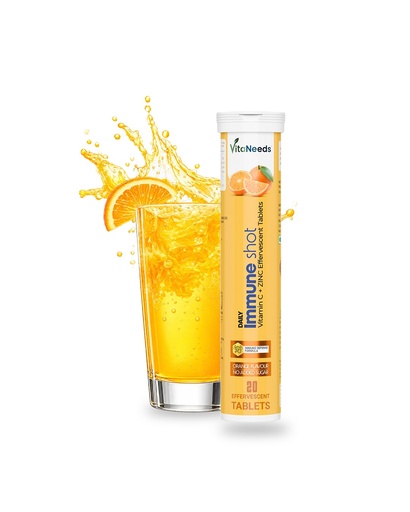 [BRSRGBAPPIGWOH37] Vitamin C tablets | Zinc supplements for men and Women | Effervescent Tablets | Immune Shot Orange Flavour No Added Sugar | 20 Tablets for Daily Defense and Seasonal Support Refreshing Fizzy Drink for Adults