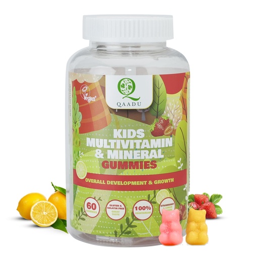[BRSW2ED3OF6RQF3L] Kids Multivitamin and Minerals Gummies, Strawberry & Lemon Flavor, for Kids Growth and Immunity, Nutritious, 60 Easy to Chew Gummies, Certified Vegan by The Vegan Society of UK