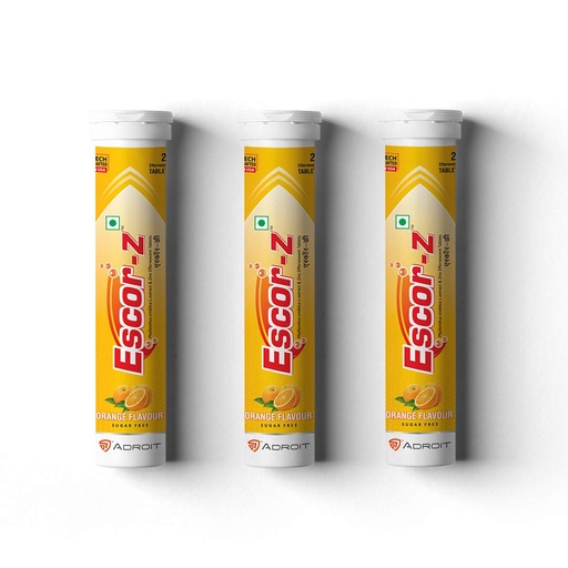 [BRSWYGIQAF6Q2F3J] Escor-Z Effervescent Tablets Orange Flavour 20 Tablets(Pack of 3)