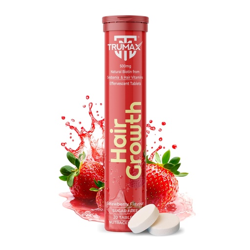 [BRSRAZL2BZ7WMAL2] Hair Growth Tablet 500mg | Natural Biotin from 500000mcg Sesbania | 20 Effervescent Sugar-Free Tablets in Strawberry Flavor