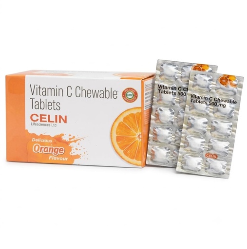[BRSRYGT5BMPGYE3H] Vitamin C Chewable Teblet | Immunity Booster | Orange Flavor | Daily Health Supplement | Pack of 4 Strips | (4X15=60 Tab)