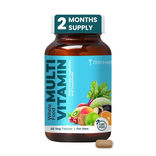 [BRSRM235AEBROCT3] ZEROHARM Multivitamin Tablets for Men | Whole Food Multivitamin with Essential Vitamins A, B, C, D, E & Iron, Zinc, Magnesium | Daily Supplements for Immunity & Energy Support | 60 Veg Tablets