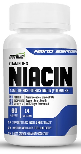 [BRSRACQTCUIQ43AY] NutriJa Niacin Vitamin B-3 14mg | For Vascularity & Increase Cellular Energy- 60 Capsules