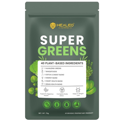 [BRSRE2YQAANQMFD2] Healeo Super Greens Powder 75g | Daily Greens with 40 Plant-Based Ingredients | Acne Control, Skin Health, Digestion, Detox & Immunity | Superfood Green Powder Supplement for Men & Women