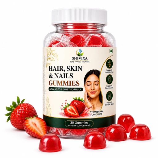 [BRSRYGQZCMNRM2A7] Hair, Skin & Nails (3 in 1 Gummies) - 30 pieces | Enriched with Biotin, Plant Extracts, Vitamins & Minerals | Brightens Skin, Control Hairfall, Strengthens Hair & Nails