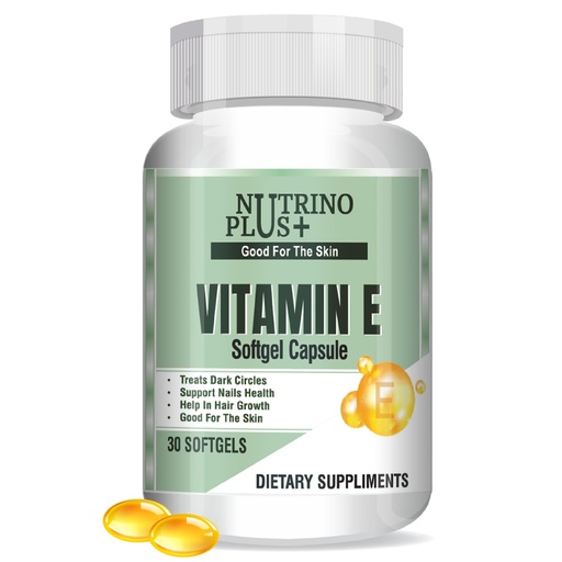 [BRSROAQKDMFRUEI6] Nutrino Plus Vitamin E Softgel Capsule Helps in Treats Dark Circles, Support Nails Health, Helps in Hair Growth, Good for the Skin | Formulated in USA