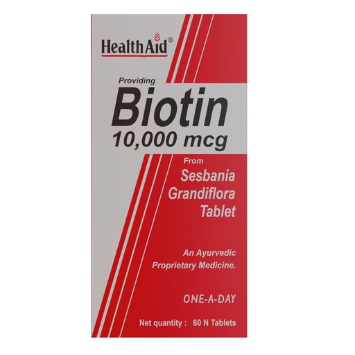 [BRSROAT3OR5GGG3D] HealthAid Biotin 10000mcg – 60 Vegetarian Tablets | Plant-Based Biotin from Sesbania | Supports Healthy Hair, Skin & Nail Strength for Men & Women (Pack of 2)
