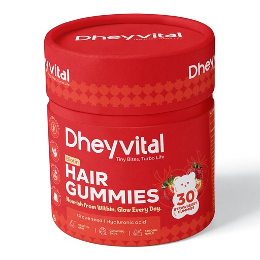 [BRSRGFQCA4PB63I3] Biotin Gummies for Hair, Skin & Nails — With Zinc, Folic Acid & Vitamins A, C, D, E | Strawberry | 30 Gummies
