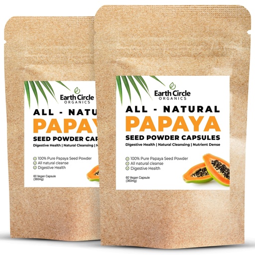 [BRSWYBIBCUBQYC35] Papaya Seed Powder Capsules – Powerful Papain Supplement with Vitamins A, C, & E & Enzymes for Digestion & Gut Health – 360mg/Serving – 60 Vegan Capsules per Pack (Pack of 2, 60-120 Day Supply)