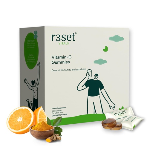 [BRSREEIOOIMQ2ETO] R3SET Vitamin C Gummies for Immunity, Skin Health & Glow - 30 Servings