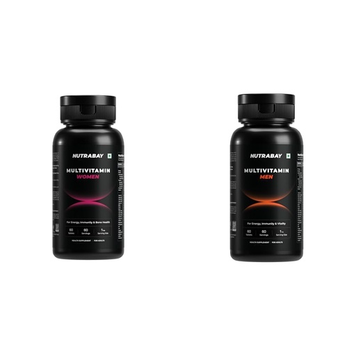 [BRSRYGQNA5YBA3L2] Nutrabay Pro Active Multivitamin for Women - 60 Tablets and Pro Active Multivitamin for Men - 60 Tablets