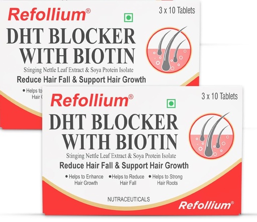 [BRSRAHDQC4CAECTD] DHT Blocker with Biotin | Helps Reduce Hair Fall, Stimulates Hair Growth | Hair Vitamins for Men & Women (30 Tablets) (PACK OF 2)