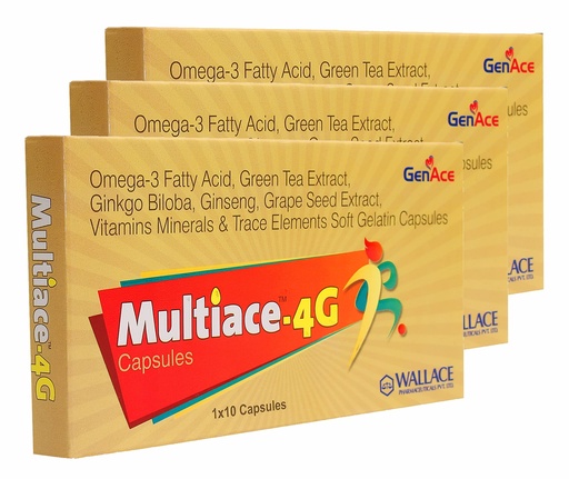 [BRSWYEL4AQCRSELO] Wallace Multiace 4G MultiVitamin Capsules (Omega 3 Fatty Acids, Green Tea Extract, Ginseng, Various other Vitamins & Minerals)Pack Of 30 Capsules