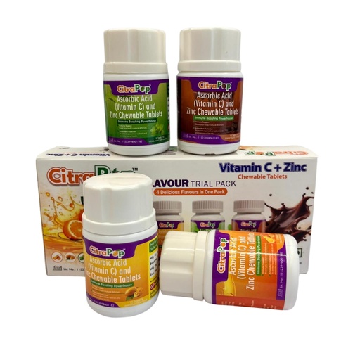 [BRSRY2YFAQCAYFLU] Vitamin C + Zinc Chewable Tablets | 4 Delicious Flavours in 1 Pack – Orange, Mango, Cool Mint Pan & Chocolate | Daily Immune Support, Antioxidant Formula | 60 Tablets