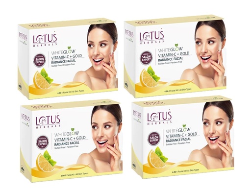 [BRSRAAQRBENBGAL6] Lotus Herbals WhiteGlow Vitamin-C Single Facial Kit_57g ( Pack of 4 )