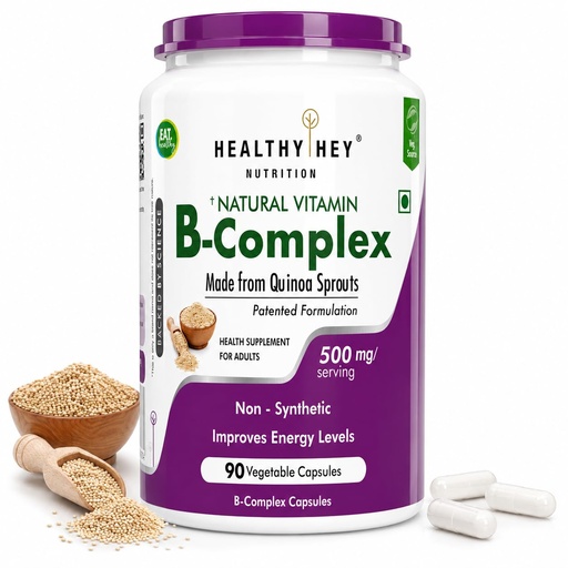 [BRSWGAIOOIPBOCT7] HealthyHey Nutrition Natural Vitamin B-Complex - from Quinoa Sprout - 90 Vegetable Capsules
