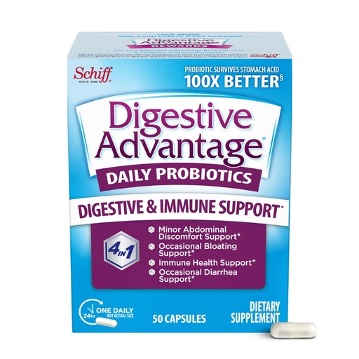 [BRSWIELYAB5WKEAZ] Digestive Advantage Probiotics for Digestive Health, Daily Probiotics for Women & Men, Supports Gut Health, Occasional Bloating & Diarrhea, Minor Abdominal Discomfort, & Immune Support, 50ct Capsules