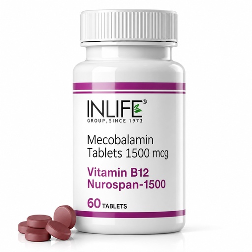 [BRSRYZAZCFYQGETV] INLIFE Vitamin B12 Active Bioavailable Form, For Men Women, 60 Veg Tablets