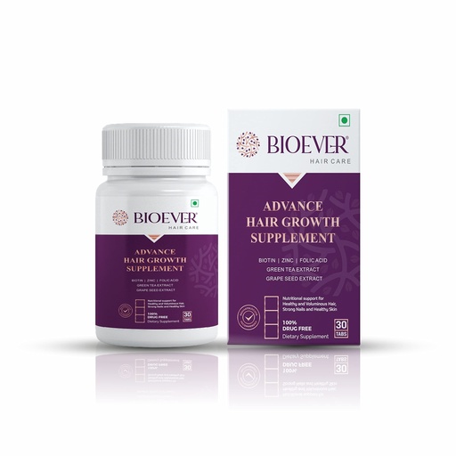 [BRSW2CD3CUDWGH3P] Advance Hair Supplement, Contains Biotin, Green tea Extract | Men & Women | Grape Seed Extract Strong Hair & Nails - 30 Tablets