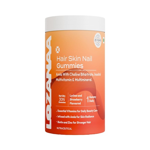[BRSRGHYZCQJQ43LZ] Hair Skin Nail Gummies with Amla, Biotin, Vitamin C, Multivitamin & Multimineral, Lychee and Strawberry Flavoured, 30 Count