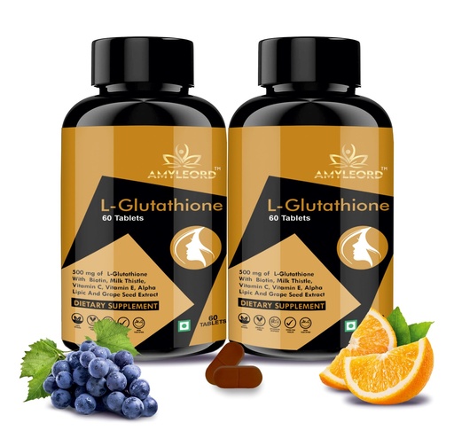 [BRSROFI3CRYRMCDJ] L - Glutathione Tablets 1000mg with Vitamin C & E, Milk Thistle, Biotin, Grape Seed Extract for Help to Skin Glow and Hydration (Combo) (Black Goden Flavour) (120 Count) MRP 2398 Rs.