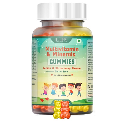 [BRSW2CQRBZ5RAGQ2] INLIFE Lemon Strawberry Multivitamin Gummy, Kids Teens Adults, 30 Gummies